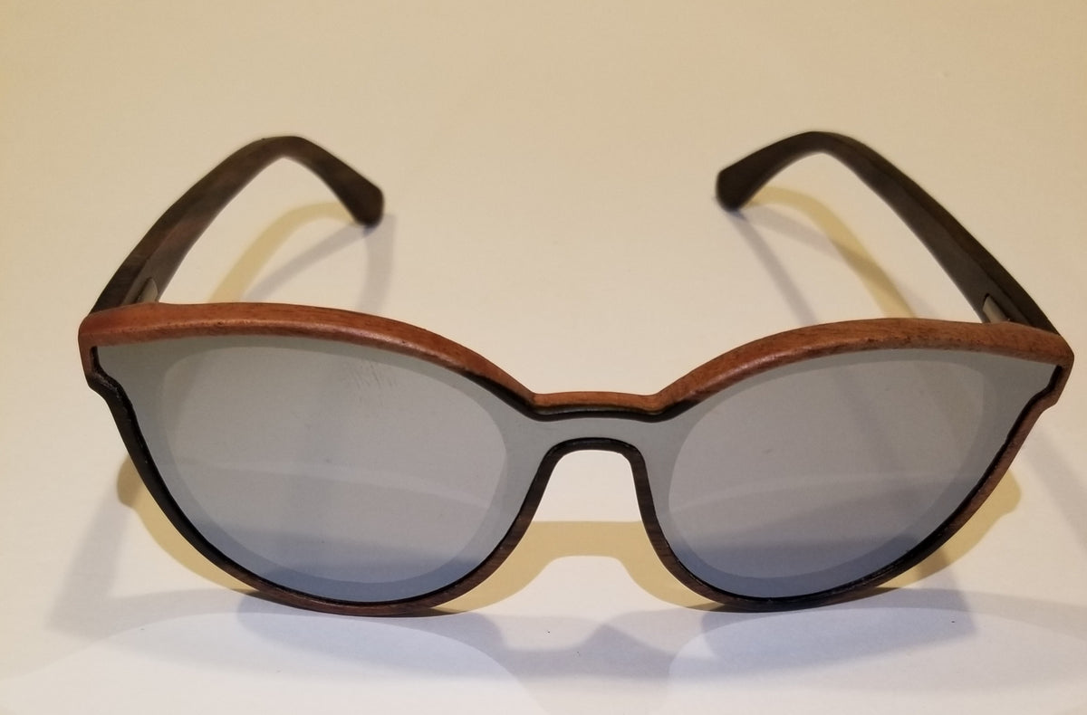 Turt Sunglasses, Daggerboards, Zebra Wood Frames with Flat Silver Mirr