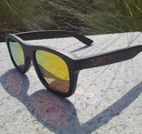 Turt Sunglasses, Midnight Sun, Red/Gold Lenses with Black Bamboo Frames