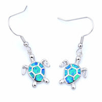 Blue Fire Opal - Silver Earrings - Turt Vibe