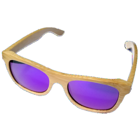 Turt Sunglasses, Sunset Palms, Bamboo, Natural with Purple Lens - $55 each - Wholesale