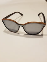 Turt Sunglasses, Daggerboards, Zebra Wood Frames with Flat Silver Mirror Lens