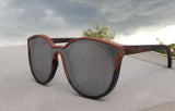 Turt Sunglasses, Daggerboards, Zebra Wood Frames with Flat Silver Mirror Lens