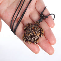 Black Rope tribal turtle Necklace - Turt Vibe