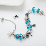 Silver Turtles Charm Bracelets with Crystal Beads - Turt Life