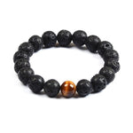 Black Volcanic Lava Stone and Tiger Eye Bead  - Turt Vibe