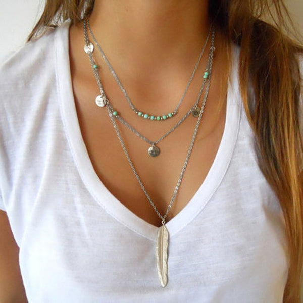 Sea Feather - Multi layer Necklace